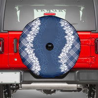 Hawaii Aloha Plumeria Lei Navy Palaka Spare Tire Cover - Polynesian Pride