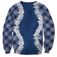 Hawaii Aloha Plumeria Lei Navy Palaka Sweatshirt - Polynesian Pride