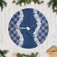 Hawaii Aloha Plumeria Lei Navy Palaka Tree Skirt - Polynesian Pride