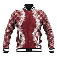 Hawaii Aloha Plumeria Lei Scarlet Palaka Baseball Jacket - Polynesian Pride
