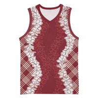 Hawaii Aloha Plumeria Lei Scarlet Palaka Basketball Jersey - Polynesian Pride