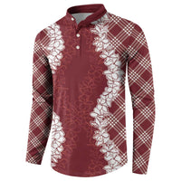 Hawaii Aloha Plumeria Lei Scarlet Palaka Button Sweatshirt - Polynesian Pride