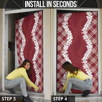 Hawaii Aloha Plumeria Lei Scarlet Palaka Door Cover - Polynesian Pride