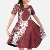 Hawaii Aloha Plumeria Lei Scarlet Palaka Family Matching Tank Maxi Dress and Hawaiian Shirt - Polynesian Pride