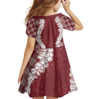 Hawaii Aloha Plumeria Lei Scarlet Palaka Family Matching Tank Maxi Dress and Hawaiian Shirt - Polynesian Pride