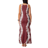 Hawaii Aloha Plumeria Lei Scarlet Palaka Family Matching Tank Maxi Dress and Hawaiian Shirt - Polynesian Pride