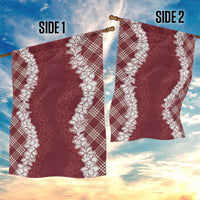 Hawaii Aloha Plumeria Lei Scarlet Palaka Garden Flag - Polynesian Pride