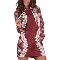 Hawaii Aloha Plumeria Lei Scarlet Palaka Hoodie Dress - Polynesian Pride