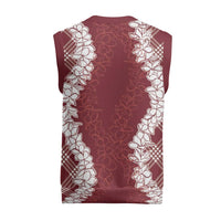 Hawaii Aloha Plumeria Lei Scarlet Palaka Christmas Knitted V-Neck Vest - Polynesian Pride