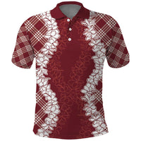 Hawaii Aloha Plumeria Lei Scarlet Palaka Polo Shirt - Polynesian Pride