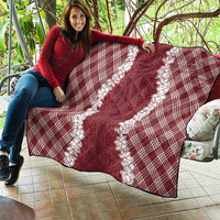 Hawaii Aloha Plumeria Lei Scarlet Palaka Quilt - Polynesian Pride