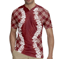 Hawaii Aloha Plumeria Lei Scarlet Palaka Rugby Jersey - Polynesian Pride