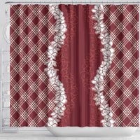 Hawaii Aloha Plumeria Lei Scarlet Palaka Shower Curtain - Polynesian Pride