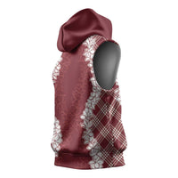 Hawaii Aloha Plumeria Lei Scarlet Palaka Sleeveless Hoodie - Polynesian Pride