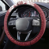 Hawaii Aloha Plumeria Lei Scarlet Palaka Steering Wheel Cover - Polynesian Pride