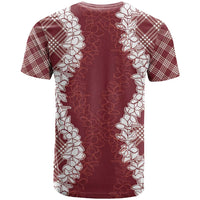 Hawaii Aloha Plumeria Lei Scarlet Palaka T Shirt - Polynesian Pride