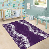 Hawaii Aloha Plumeria Lei Violet Palaka Area Rug - Polynesian Pride