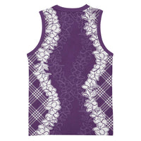 Hawaii Aloha Plumeria Lei Violet Palaka Basketball Jersey - Polynesian Pride