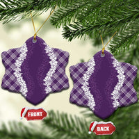 Hawaii Aloha Plumeria Lei Violet Palaka Ceramic Ornament - Polynesian Pride