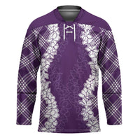 Hawaii Aloha Plumeria Lei Violet Palaka Hockey Jersey - Polynesian Pride
