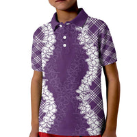 Hawaii Aloha Plumeria Lei Violet Palaka Kid Polo Shirt - Polynesian Pride