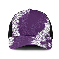 Hawaii Aloha Plumeria Lei Violet Palaka Mesh Trucker Cap - Polynesian Pride