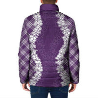 Hawaii Aloha Plumeria Lei Violet Palaka Padded Jacket - Polynesian Pride