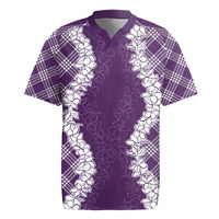 Hawaii Aloha Plumeria Lei Violet Palaka Rugby Jersey - Polynesian Pride
