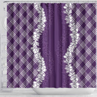 Hawaii Aloha Plumeria Lei Violet Palaka Shower Curtain - Polynesian Pride