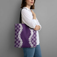 Hawaii Aloha Plumeria Lei Violet Palaka Tote Bag - Polynesian Pride