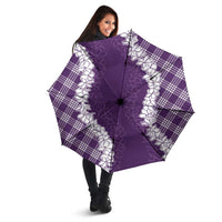 Hawaii Aloha Plumeria Lei Violet Palaka Umbrella - Polynesian Pride