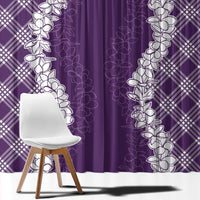 Hawaii Aloha Plumeria Lei Violet Palaka Window Curtain - Polynesian Pride