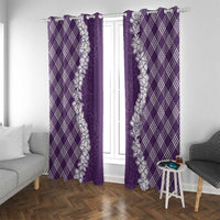 Hawaii Aloha Plumeria Lei Violet Palaka Window Curtain - Polynesian Pride