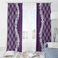 Hawaii Aloha Plumeria Lei Violet Palaka Window Curtain - Polynesian Pride