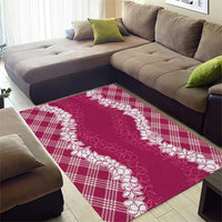 Hawaii Aloha Plumeria Lei Fuschia Palaka Area Rug - Polynesian Pride