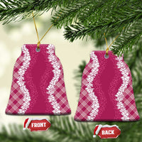 Hawaii Aloha Plumeria Lei Fuschia Palaka Ceramic Ornament - Polynesian Pride