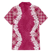 Hawaii Aloha Plumeria Lei Fuschia Palaka Family Matching Puletasi and Hawaiian Shirt - Polynesian Pride