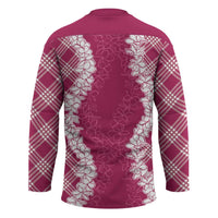Hawaii Aloha Plumeria Lei Fuschia Palaka Hockey Jersey - Polynesian Pride