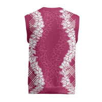 Hawaii Aloha Plumeria Lei Fuschia Palaka Christmas Knitted V-Neck Vest - Polynesian Pride