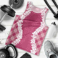 Hawaii Aloha Plumeria Lei Fuschia Palaka Men Tank Top - Polynesian Pride