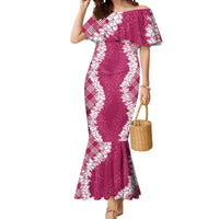 Hawaii Aloha Plumeria Lei Fuschia Palaka Mermaid Dress - Polynesian Pride