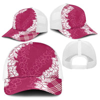 Hawaii Aloha Plumeria Lei Fuschia Palaka Mesh Trucker Cap - Polynesian Pride