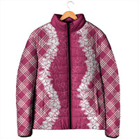 Hawaii Aloha Plumeria Lei Fuschia Palaka Padded Jacket - Polynesian Pride