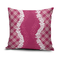 Hawaii Aloha Plumeria Lei Fuschia Palaka Pillow Cover - Polynesian Pride