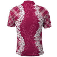 Hawaii Aloha Plumeria Lei Fuschia Palaka Polo Shirt - Polynesian Pride