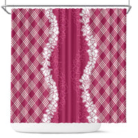 Hawaii Aloha Plumeria Lei Fuschia Palaka Shower Curtain - Polynesian Pride