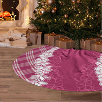 Hawaii Aloha Plumeria Lei Fuschia Palaka Tree Skirt - Polynesian Pride
