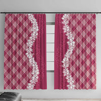 Hawaii Aloha Plumeria Lei Fuschia Palaka Window Curtain - Polynesian Pride