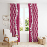Hawaii Aloha Plumeria Lei Fuschia Palaka Window Curtain - Polynesian Pride