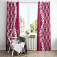 Hawaii Aloha Plumeria Lei Fuschia Palaka Window Curtain - Polynesian Pride